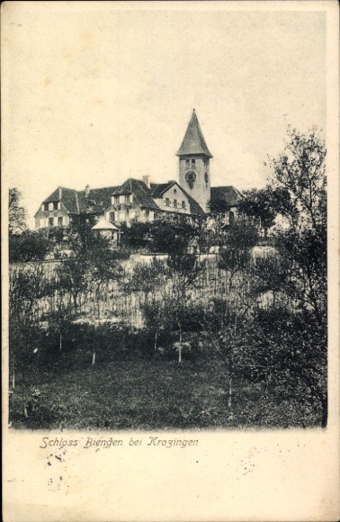 Postcard Bad Krozingen im Breisgau Black Forest, Biengen Castle, black and white, architecture