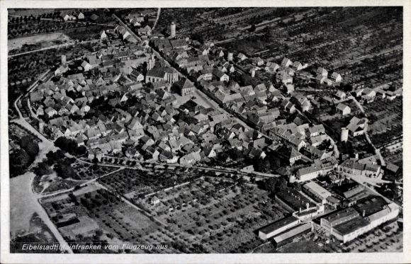 Postcard Eibelstadt in Lower Franconia, aerial photograph