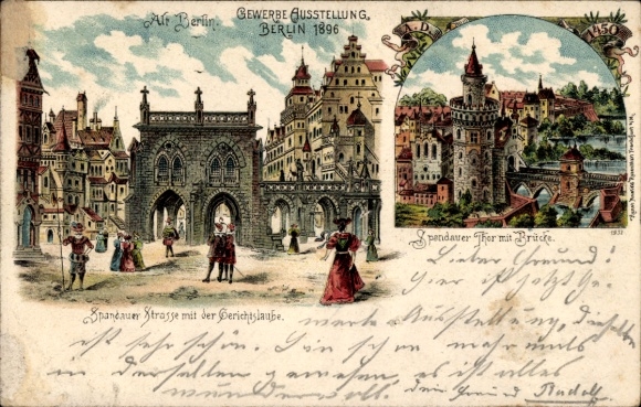 Chromo-Litho Berlin, Trade Exhibition 1896, Old Berlin, Spandauer Straße, Gerichtslaube, Spandauer Tor