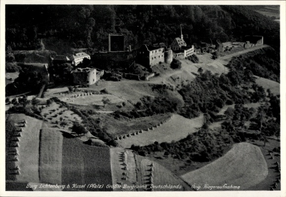 Postcard Thallichtenberg in the Palatinate, Lichtenberg Castle, aerial photograph