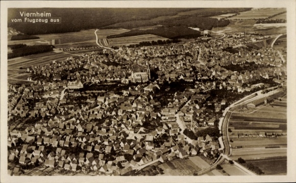 Ak Viernheim in Hessen, Fliegeraufnahme
