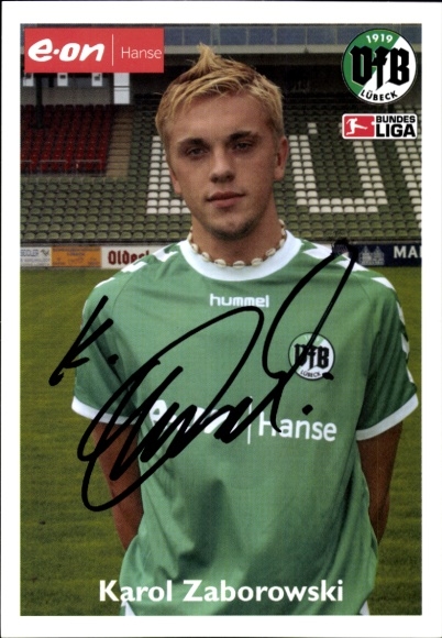 Autograph card footballer Karol Zaborowski, VfB Lübeck, autograph