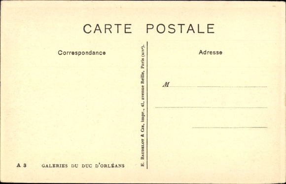 Postcard Landscape with Antelopes and Hyena, Galeries du Duc d&#39;Orleans