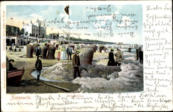 Postcard Ostseebad Zinnowitz on Usedom, beach life