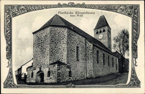 Postcard Klingenbrunn Spiegelau in the Bavarian Forest Lower Bavaria, parish church