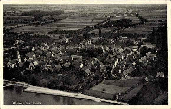 Postcard Offenau am Neckar Württemberg, aerial photograph