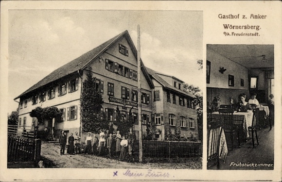 Ak Wörnersberg im Nordschwarzwald, Gasthof zum Anker, Frühstückszimmer