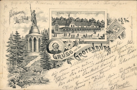 lito Detmold w Westfalii, Grotenburg, Hermannsdenkmal, Gasthof zum Hermannsdenkmal