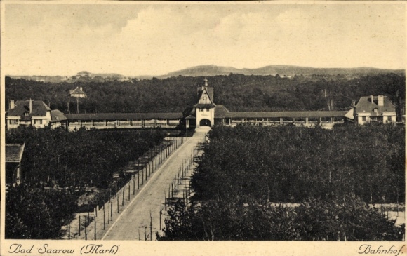 Postcard Bad Saarow in der Mark, train station, architecture, landscape