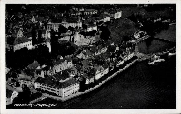 Postcard Meersburg on Lake Constance, aerial photograph