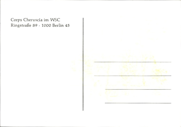 Studentika Postcard Berlin Lichterfeste West, Corpshaus Corps Cheruscia, Ringstr. 89