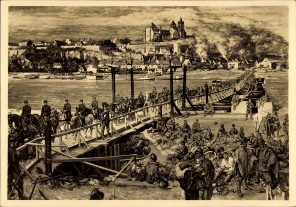Artist Postcard Janisch, Albert, Rhine crossing near Breisach, HDK 362