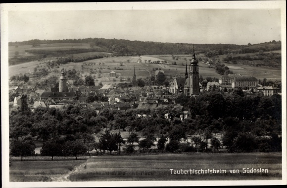 Postcard Tauberbischofsheim in Baden Württemberg, view of the town from the southeast