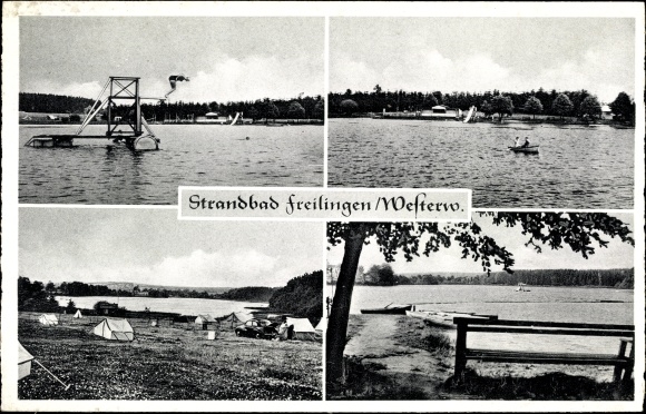 Ak Freilingen in het Westerwald, lido, camping
