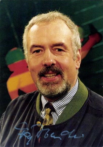 Postcard journalist and presenter Heribert Faßbender, portrait, autograph