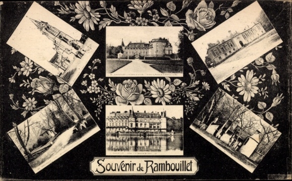 Ak Rambouillet Yvelines, Souvenir de  verschiedene Ansichten, Blumenmuster