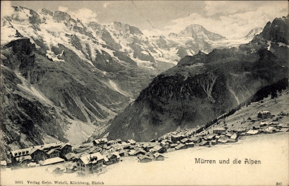 KP Mürren Kanton Berno Szwajcaria, Alpy, góry, krajobraz,