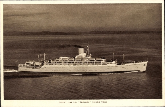 Ak stoomboot RMS Orcades van de Orient Line op zee