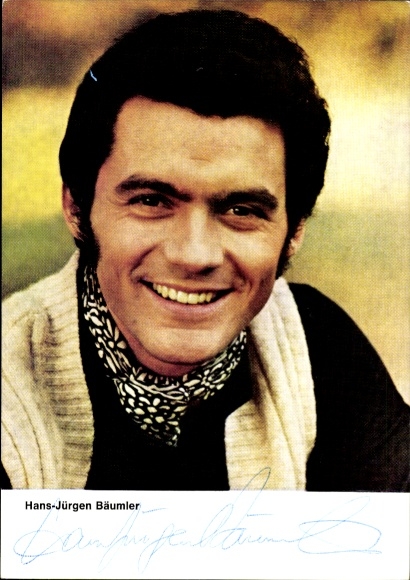 Postcard actor and figure skater Hans-Jürgen Bäumler, portrait, ZDF, autograph