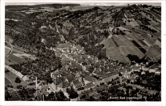 Postcard Ingelfingen in Baden Württemberg, aerial photograph of the town