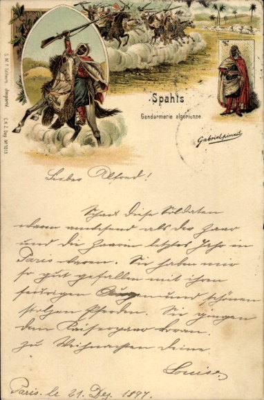 Künstler Litho Spahis, algerische Gendarmerie