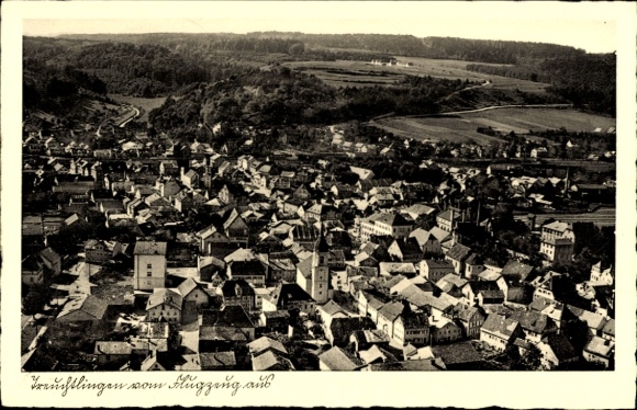 Ak Treuchtlingen im Altmühltal Mittelfranken, Luftaufnahme von  Häuser, Landschaft, Flugzeugpersp