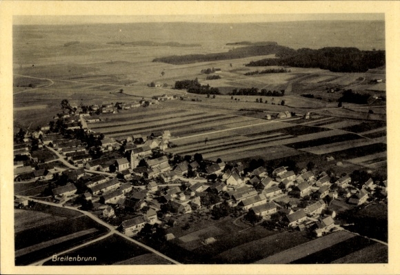 Postcard Breitenbrunn Swabia Unterallgäu, aerial photograph