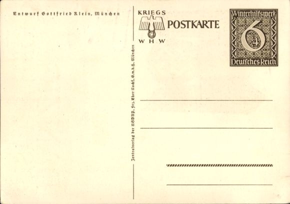 Postal stationery artist Postcard Klein, Gottfried, Danzig is German, WHW