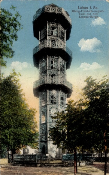 Ak Löbau in Sachsen, Löbauer Berg, König Friedrich August Turm