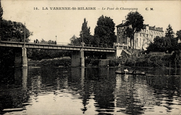 Ak La Varenne Saint Hilaire Val de Marne, Le Pont de Champigny