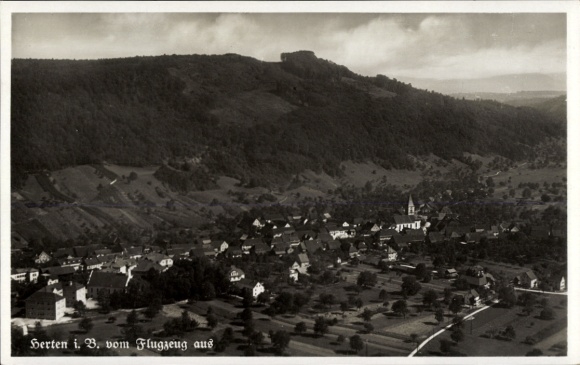 Ak Herten Rheinfelden in Baden, Fliegeraufnahme