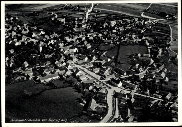 Postcard Burgheim an der Donau, aerial photograph