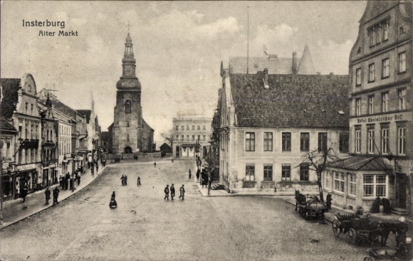 Ak Tschernjachowsk Insterburg Ostpreußen,  Alter Markt, Hotel Rheinischer Hof