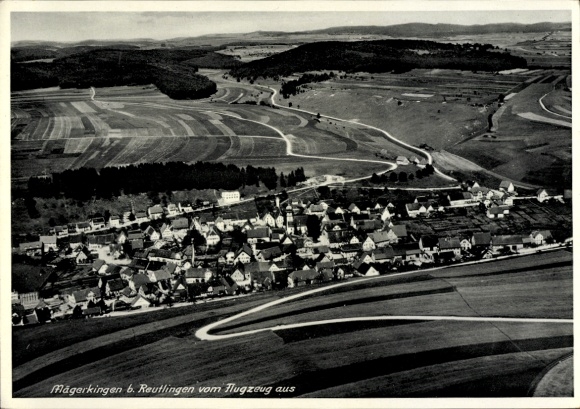 Postcard Mägerkingen Trochtelfingen Baden Württemberg, aerial photograph