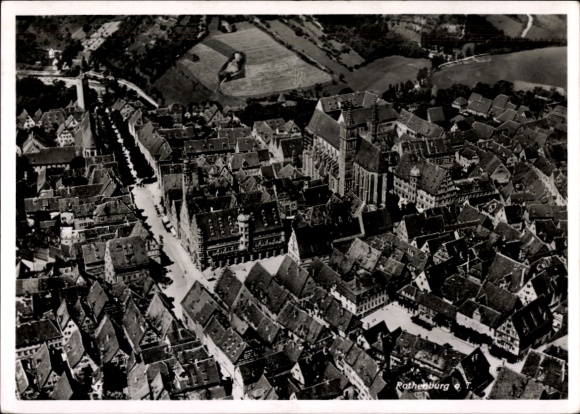 Postcard Rothenburg in Upper Lusatia, aerial view of buildings, narrow streets