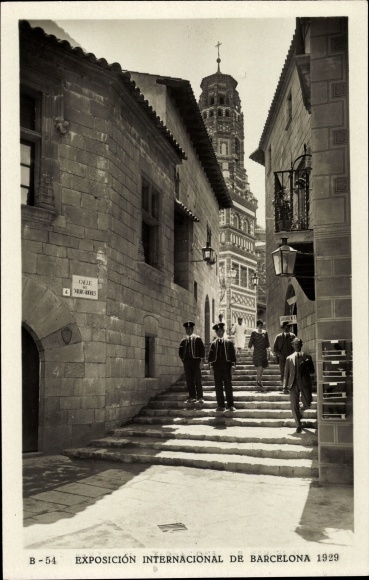 Postcard Exposicion Internacional de Barcelona 1929, Pueblo Espanol, Calle de Mercaderes