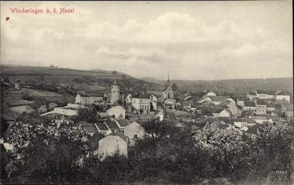Postcard Wincheringen on the Moselle, panorama