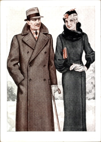 Artist Postcard tailor-made clothing made of quality fabrics, coats, shop Hermann Krapf, Bensheim Hesse