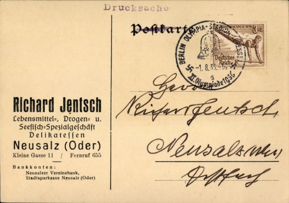 KP Nowa Sól Neusalz nad Odrą Śląsk, delikatesy Richard Jentsch, reklama