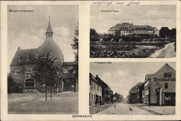 Ak Dormagen am Niederrhein, Krankenhaus, Bürgermeisteramt, Hauptstraße