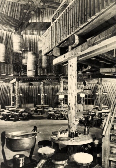 Postcard Sosa Eibenstock in the Ore Mountains, Konsum Restaurant Meiler, Interior
