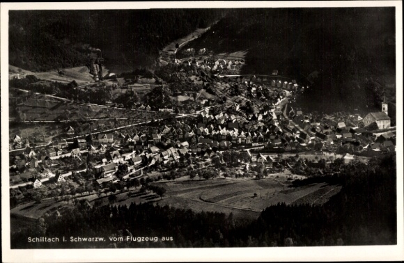 Postcard Schiltach in the Black Forest, aerial photograph