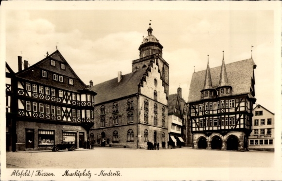 Ak Alsfeld in Hessen, marktplein, noordkant