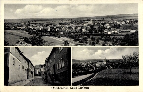 Postcard Oberbrechen Brechen in Hesse, general view, street view