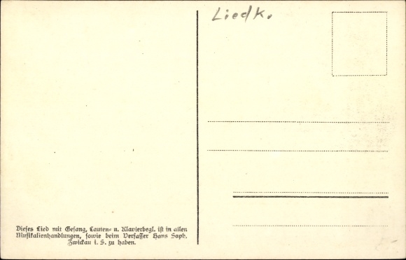 Song Postcard Soph, Hans, Da Eisnbah&#39;, Erzgebirge dialect