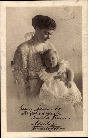 Postcard Crown Princess Cecilie of Prussia, Princess Alexandrine, War Children&#39;s Donation Day 1916