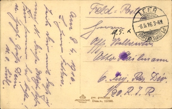 Postcard Leer in East Frisia, view of the harbor, town hall in the background, historical architecture