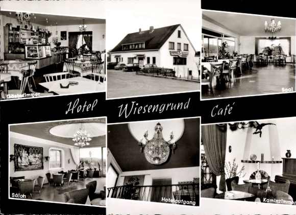 Postcard Langenbach near Kirburg Westerwald, Hotel Zum Wiesengrund, interior view, chandelier