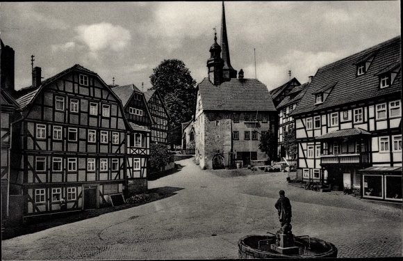 Ak Burgenstadt Schlitz Vogelsbergkreis, Fachwerkhäuser am Markt