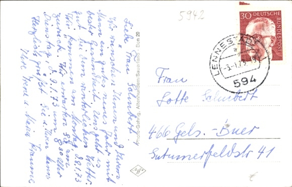 Postcard Benolpe Kirchhundem in Sauerland, total